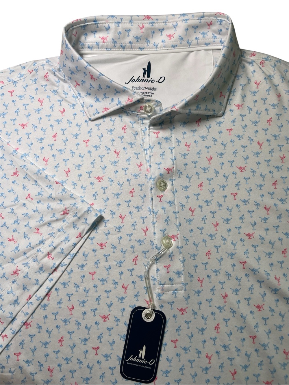 Johnnie O Featherweight Performance Men Pin Up Polo Golf Size M Martini $110 NWT